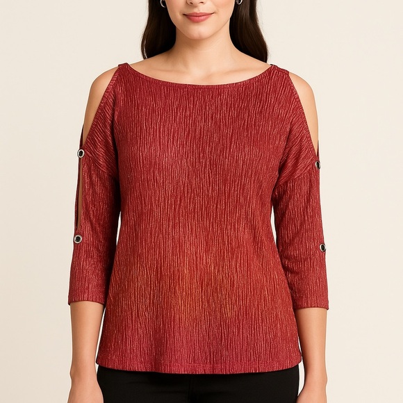 RIO & RIAN Metallic Cold-Shoulder Top – Size S - Picture 6 of 6